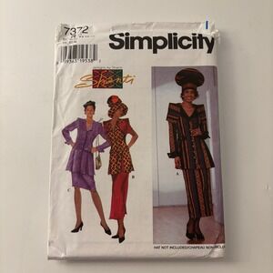 VTG 90s Simplicity 7372 Designs by Shanti Tunic Suit Pattern Bust 36-40 UNCUT FF